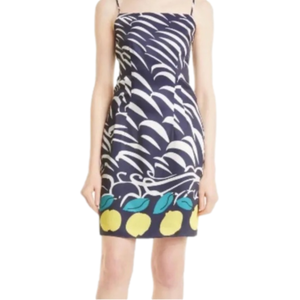 STAUD Lemon Citrus Navy Blue Silk Satin Cami Tank Mini Aline Casual Summer Dress